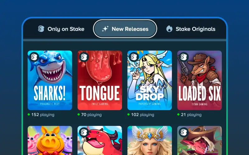 Discover new slot games and claim generous bet bonuses at Stake Casino.