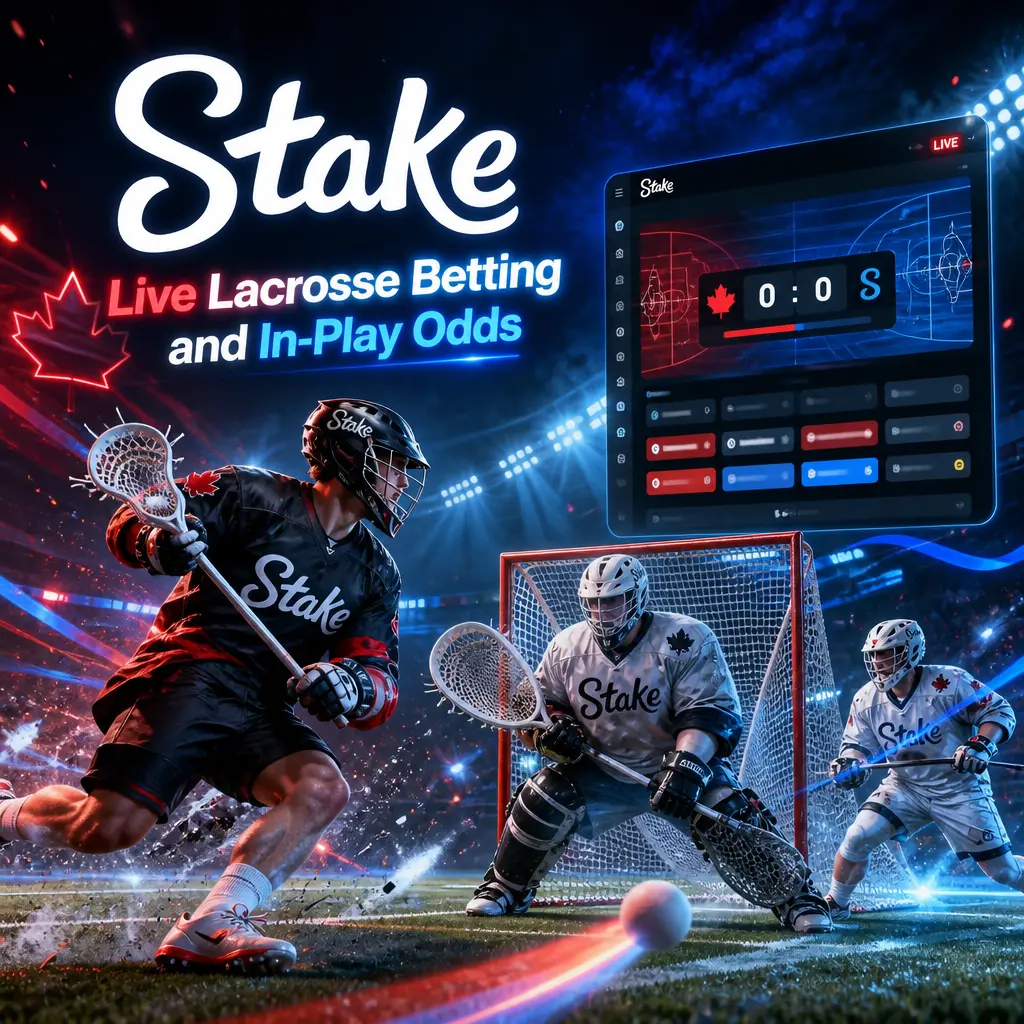Stake live lacrosse betting screen showing NLL and PLL in-play odds, scores, and match clocks updating in real time
