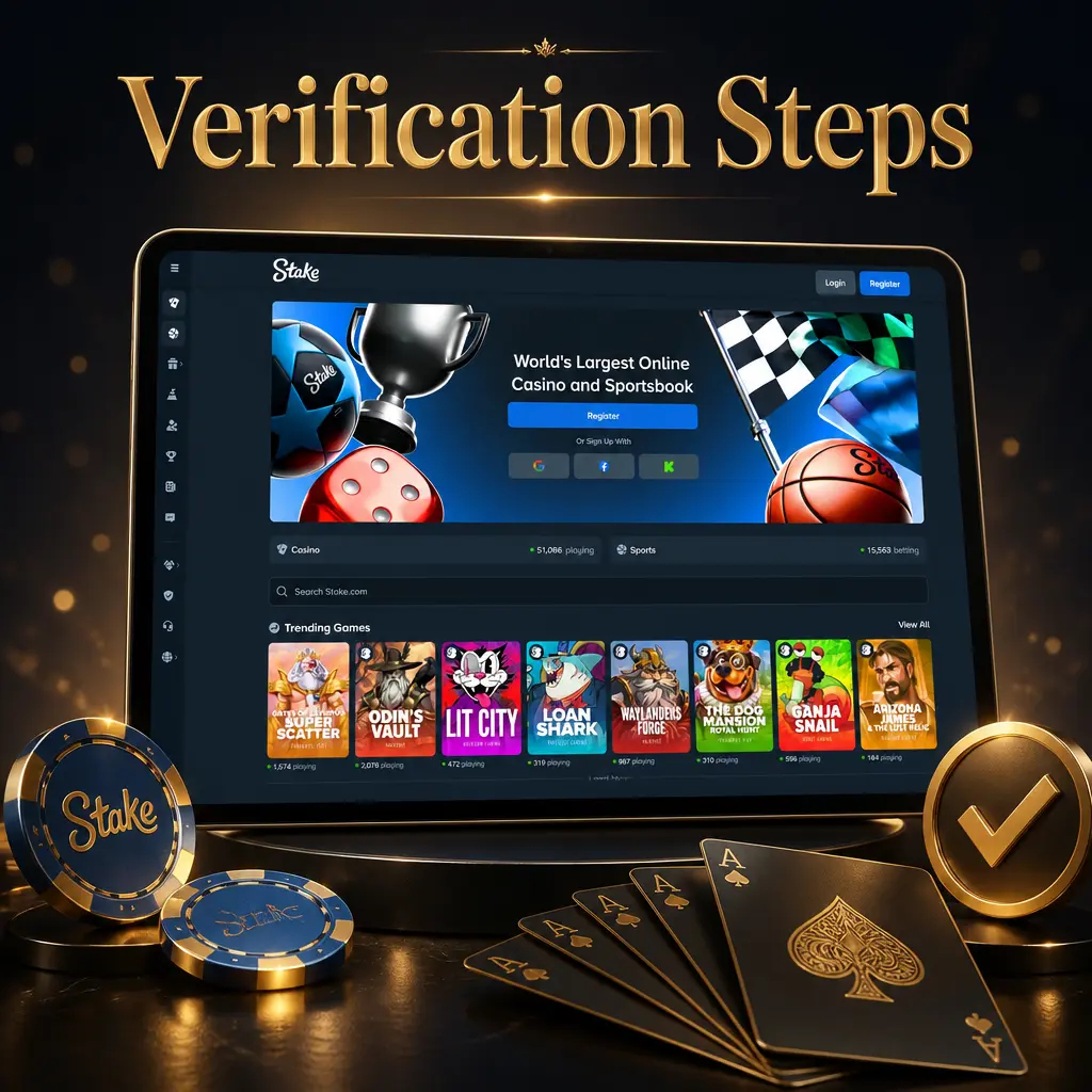 Steps to verify a Stake account in Canada: email confirmation, phone check, ID upload, address proof, and selfie match